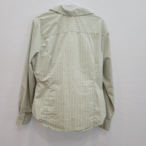 💕 George Stretch Green Striped Button Down Top Women's Size XXL - Picture 6 of 7